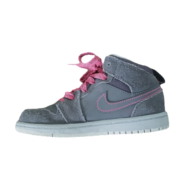 Nike Air Jordan 1 Mid Hyper Pink and Gray - Girls - Picture 2 of 12